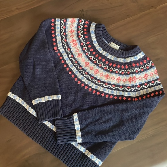 J. Crew / Crew Cuts Girls Navy Fair Isle Cotton Sweater - Picture 5 of 6